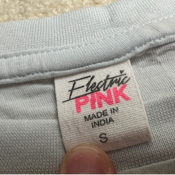 Electric Pink: Distressed Cropped Skeleton Tee - Picture 5 of 7